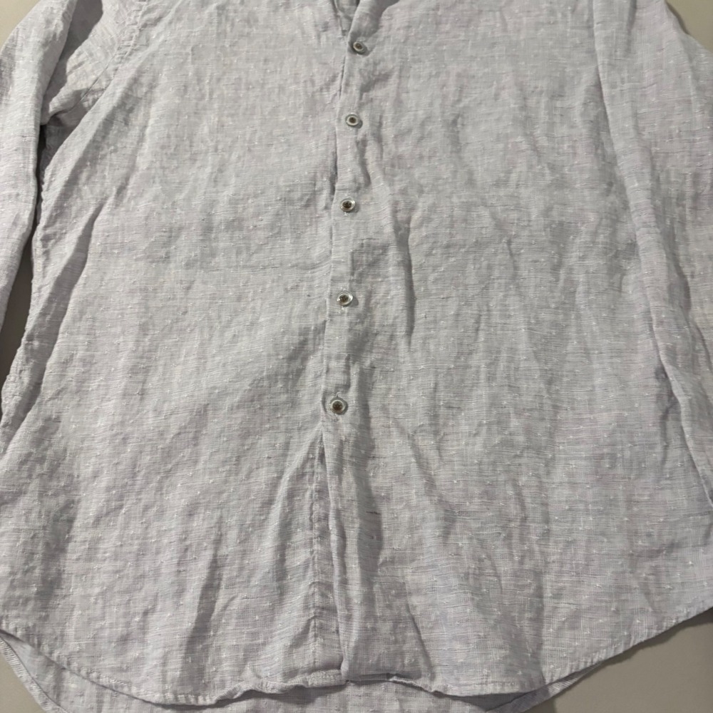 Stone Rose Mens Linen Blend Button Down Shirt Gray Size Small (2 )Long Sleeve - Picture 6 of 13